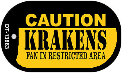 Caution Krakens Novelty Metal Dog Tag Necklace