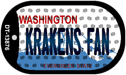 Krakens Fan Washington Overlay Novelty Metal Dog Tag Necklace