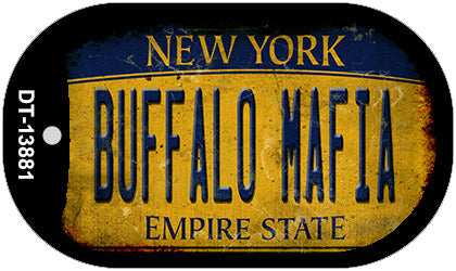 Buffalo Mafia NY Rusted Yellow Novelty Metal Dog Tag Necklace