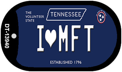 I Heart MFT Tennessee Blue Novelty Metal Dog Tag Necklace