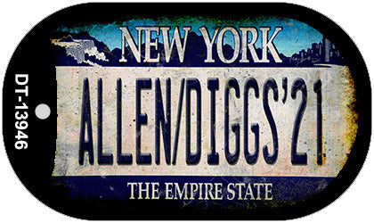 Allen Diggs 21 NY Blue Novelty Metal Dog Tag Necklace