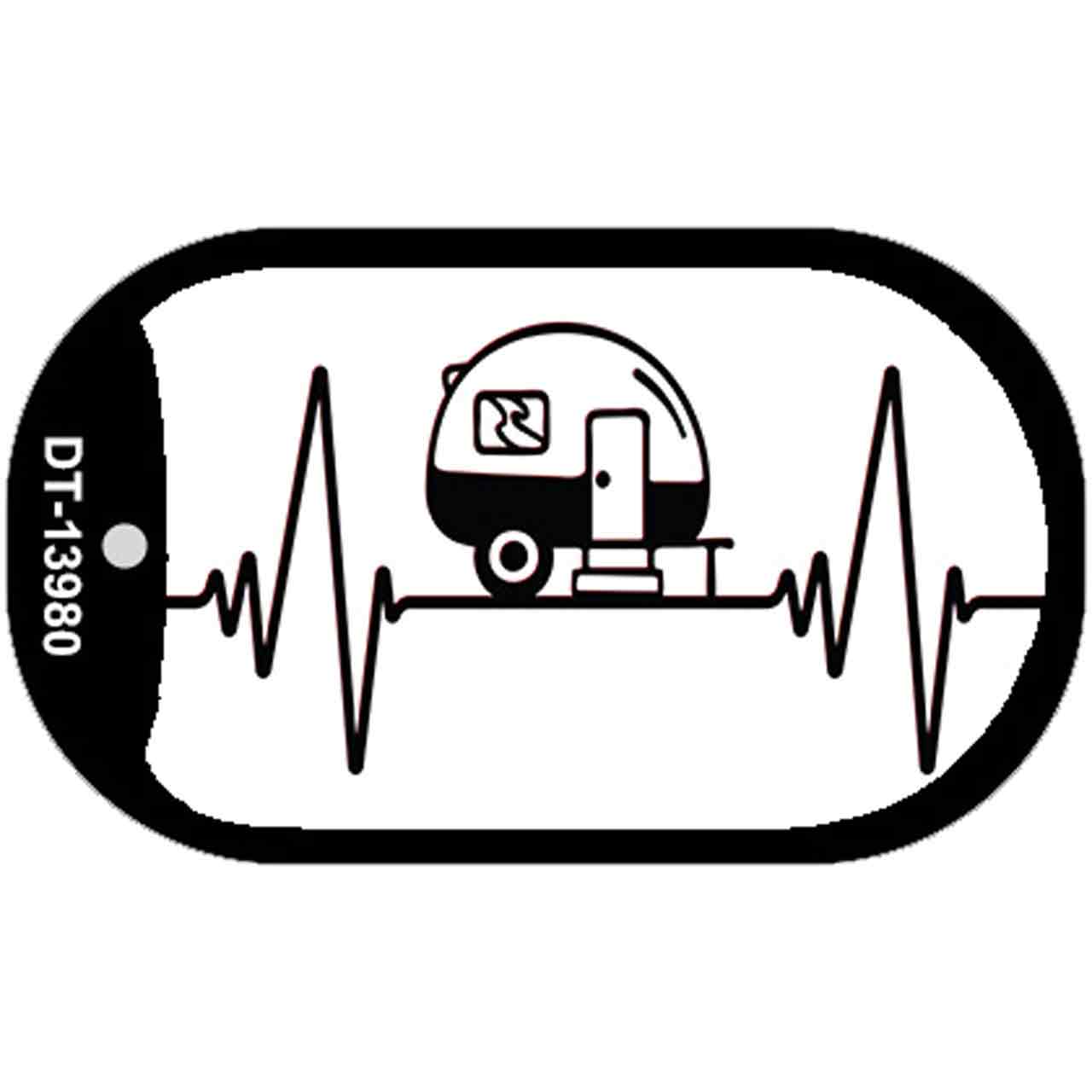 Camping Heart Beat Novelty Metal Dog Tag Necklace