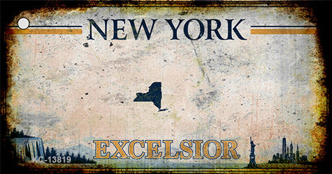 Excelsior New York Blank Rusty Novelty Metal Key Chain