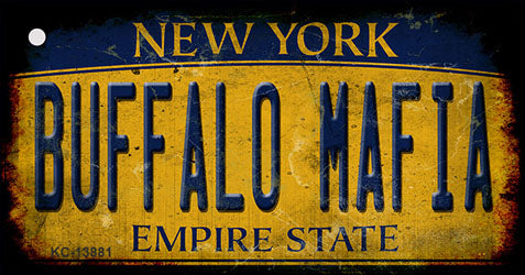 Buffalo Mafia NY Rusted Yellow Novelty Metal Key Chain