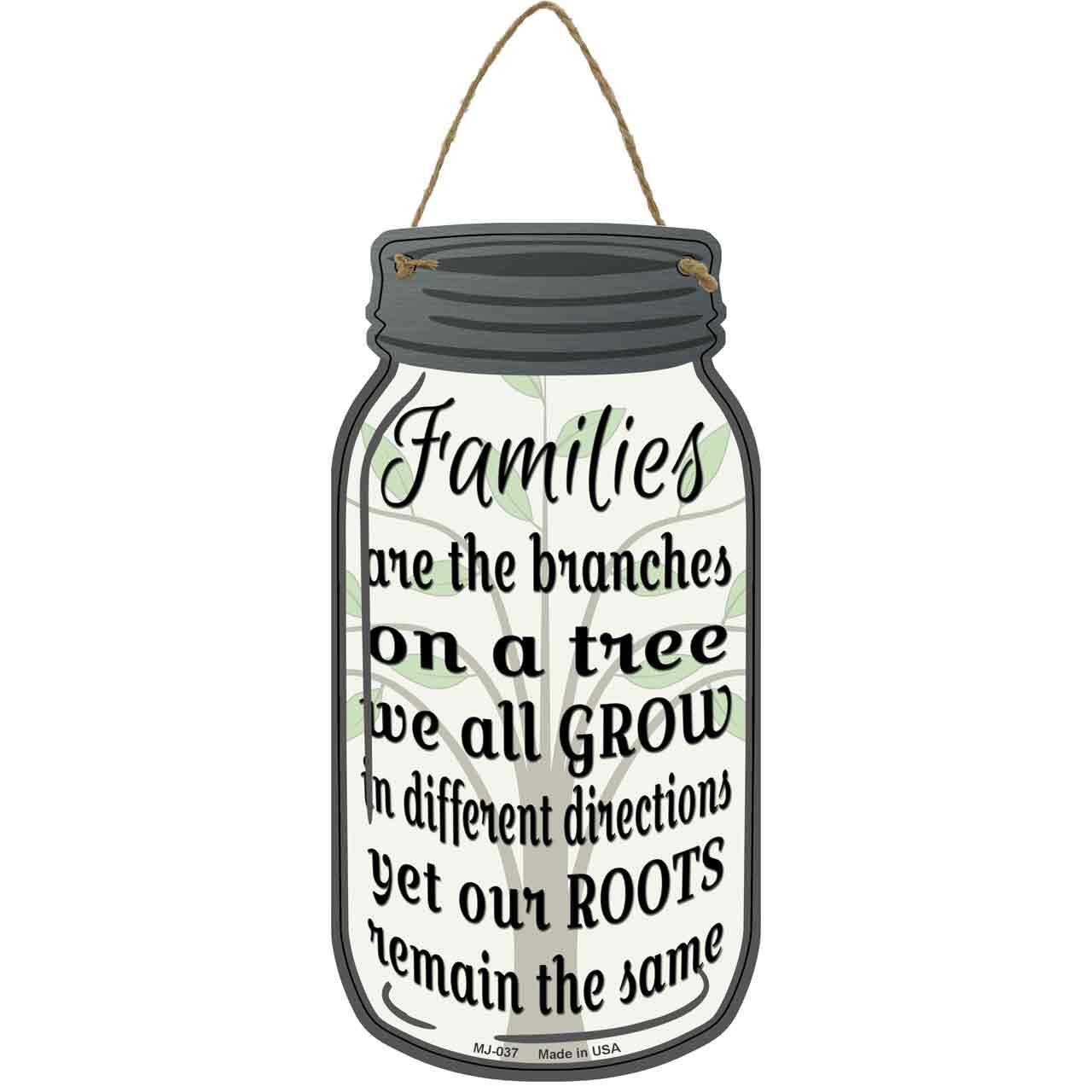 Family Tree Novelty Metal Mason Jar Sign