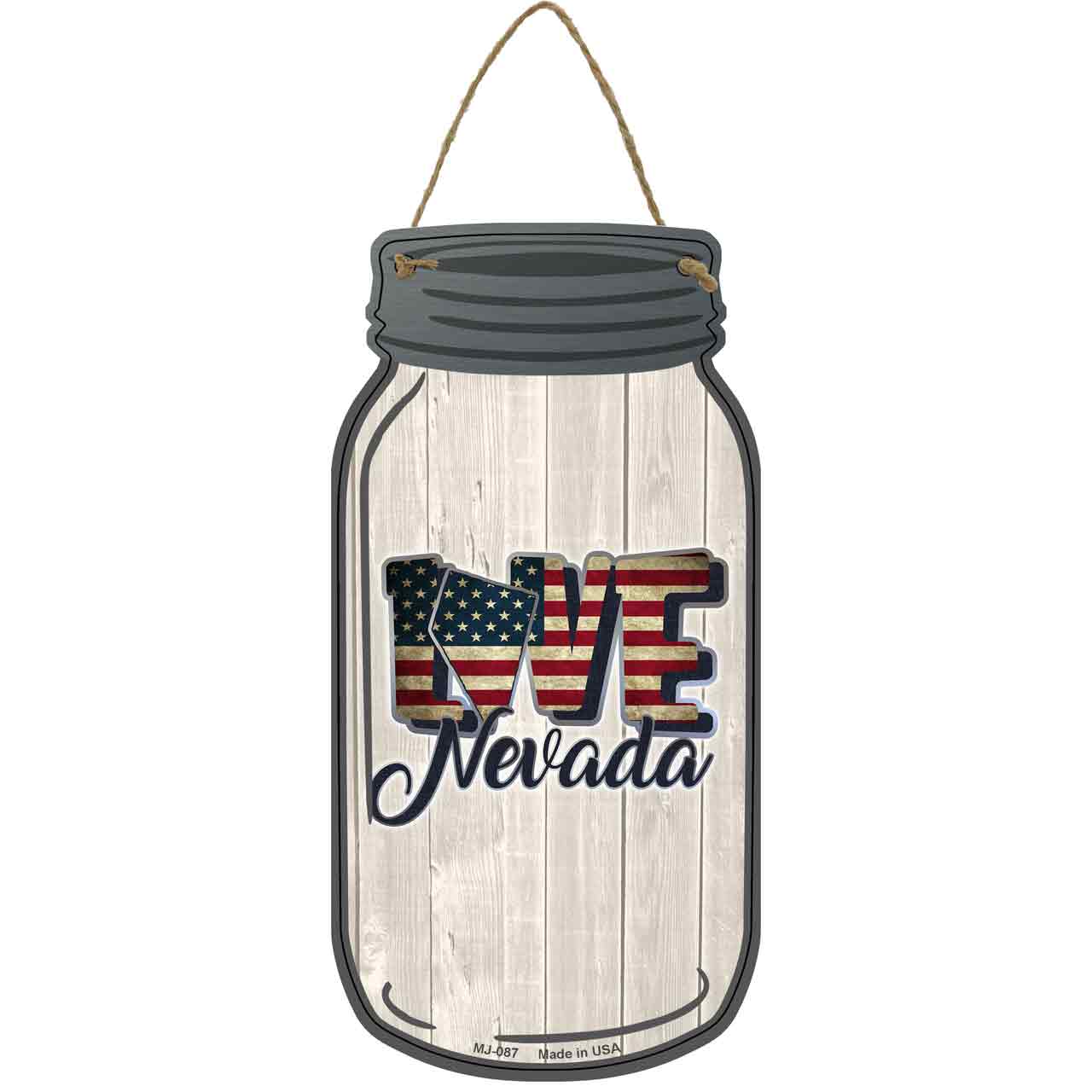 Love Nevada Silhouette Novelty Metal Mason Jar Sign
