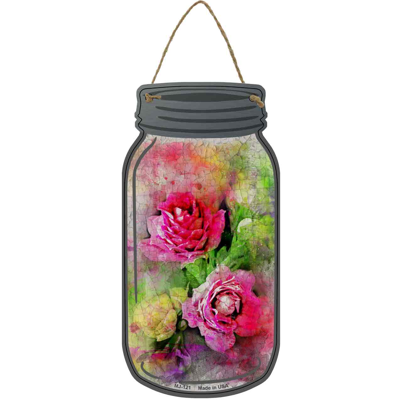Carnation Watercolor Novelty Metal Mason Jar Sign