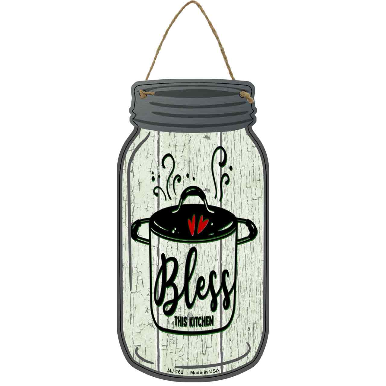 Bless Kitchen Pot Novelty Metal Mason Jar Sign