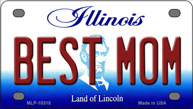 Best Mom Illinois Novelty Mini Metal License Plate Tag