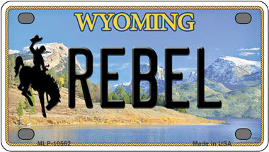 Rebel Wyoming Novelty Mini Metal License Plate Tag