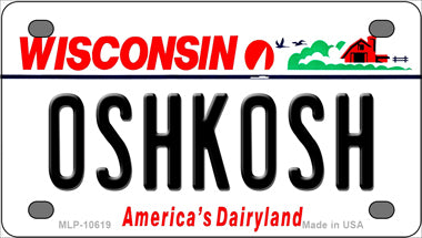 Oshkosh Wisconsin Novelty Mini Metal License Plate Tag