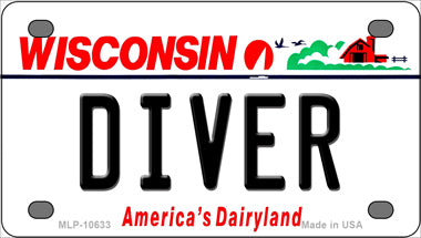 Diver Wisconsin Novelty Mini Metal License Plate Tag