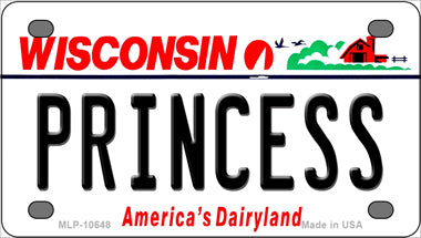 Princess Wisconsin Novelty Mini Metal License Plate Tag