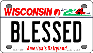 Blessed Wisconsin Novelty Mini Metal License Plate Tag