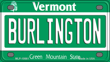 Burlington Vermont Novelty Mini Metal License Plate Tag