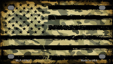 Camo American Flag Novelty Mini Metal License Plate Tag