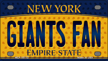 Giants Fan New York Novelty Mini Metal License Plate Tag