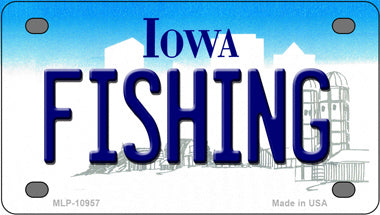 Fishing Iowa Novelty Mini Metal License Plate Tag