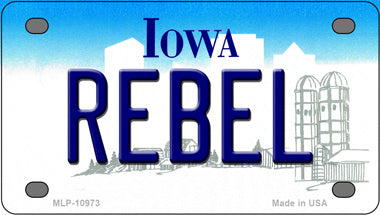 Rebel Iowa Novelty Mini Metal License Plate Tag