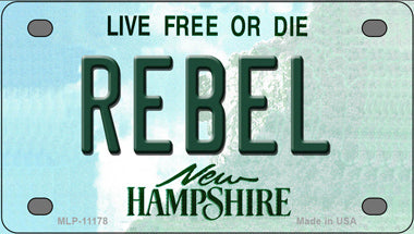 Rebel New Hampshire Novelty Mini Metal License Plate Tag
