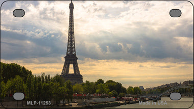 Eiffel Tower Day Overlooking Water Novelty Mini Metal License Plate Tag