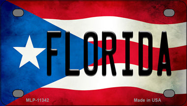 Florida Puerto Rico Flag Novelty Mini Metal License Plate Tag