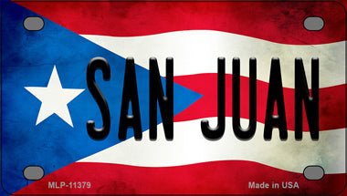 San Juan Puerto Rico Flag Novelty Mini Metal License Plate Tag