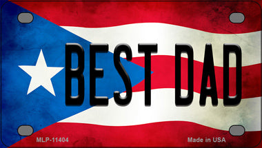 Best Dad Puerto Rico Flag Novelty Mini Metal License Plate Tag