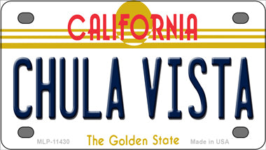 Chula Vista California Golden Novelty Mini Metal License Plate Tag