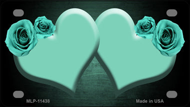 Hearts Over Roses In Mint Novelty Mini Metal License Plate Tag