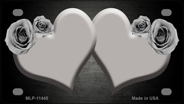 Hearts Over Roses In Gray Novelty Mini Metal License Plate Tag