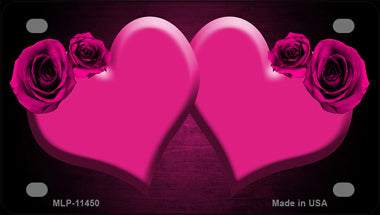 Hearts Over Roses In Pink Novelty Mini Metal License Plate Tag