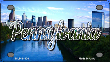 Pennsylvania Delaware City Skyline Novelty Mini Metal License Plate Tag