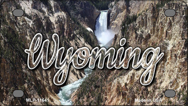 Wyoming Rocky Waterfall Novelty Mini Metal License Plate Tag