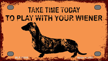 Play With Your Wiener Novelty Mini Metal License Plate Tag