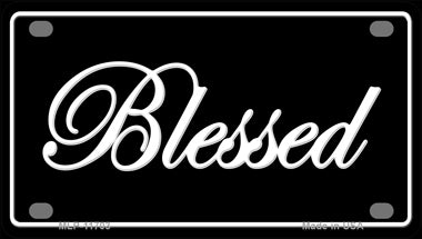 Blessed Black Script Novelty Mini Metal License Plate Tag