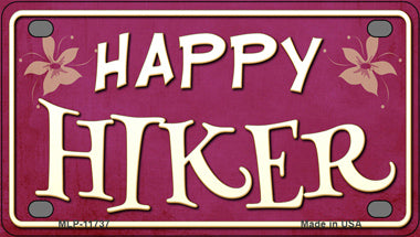 Happy Hiker Novelty Mini Metal License Plate Tag
