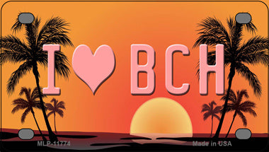 I Love Beach Novelty Mini Metal License Plate Tag