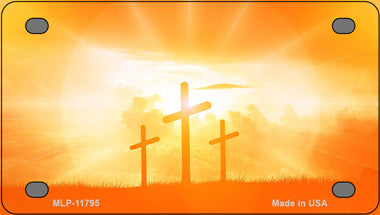 Crosses in the Sun Orange Novelty Mini Metal License Plate Tag