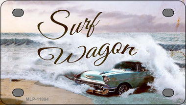 Surf Wagon Novelty Mini Metal License Plate Tag