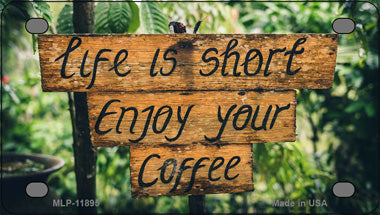 Enjoy Your Coffee Novelty Mini Metal License Plate Tag