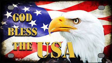 God Bless The USA Novelty Mini Metal License Plate Tag