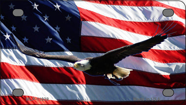 Soaring Eagle Flag Novelty Mini Metal License Plate Tag