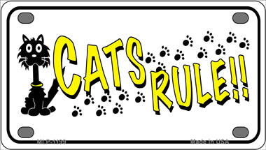 Cats Rule Novelty Mini Metal License Plate Tag