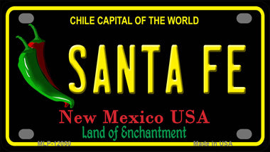 Santa Fe New Mexico Black Novelty Mini Metal License Plate Tag