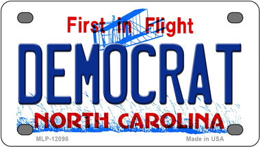 Democrat North Carolina Novelty Mini Metal License Plate Tag