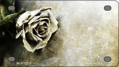 Black and White Rose Novelty Mini Metal License Plate Tag