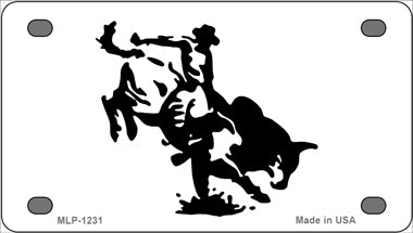 Bull Rider Novelty Mini Metal License Plate Tag