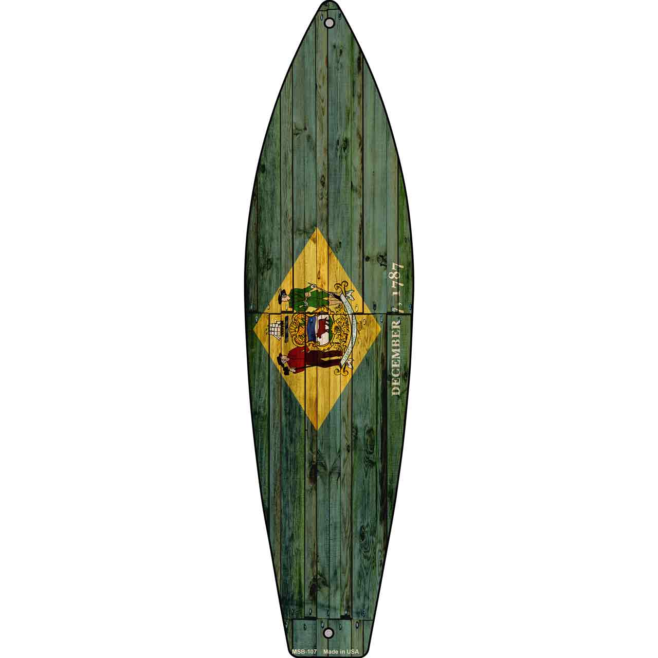 Delaware State Flag Novelty Mini Metal Surfboard MSB-107