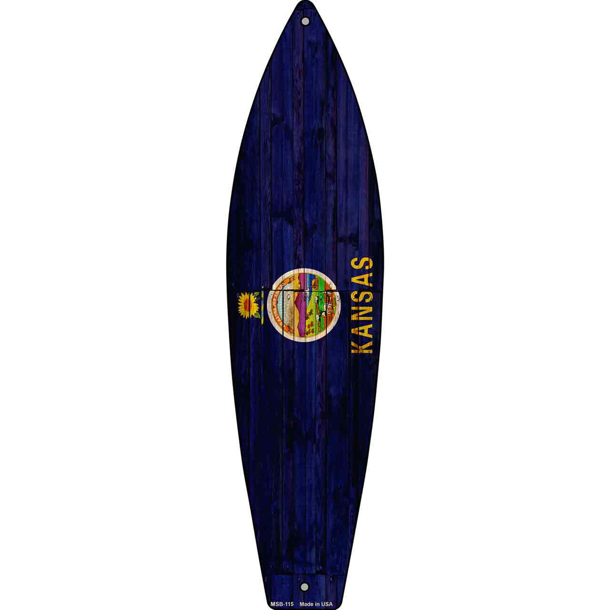 Kansas State Flag Novelty Mini Metal Surfboard MSB-115